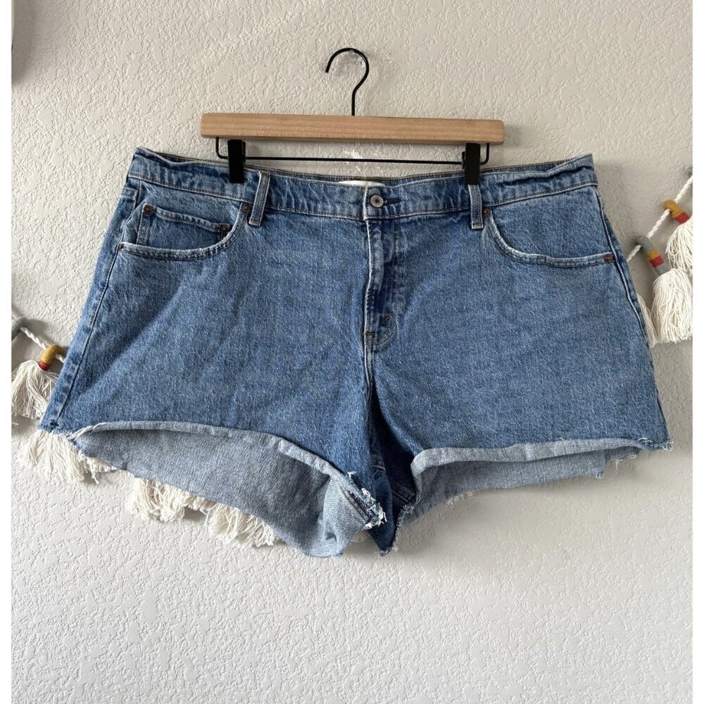 Abercrombie & Fitch The A-Line Short Mid Rise Shorts Med Wash Denim Comfy 34